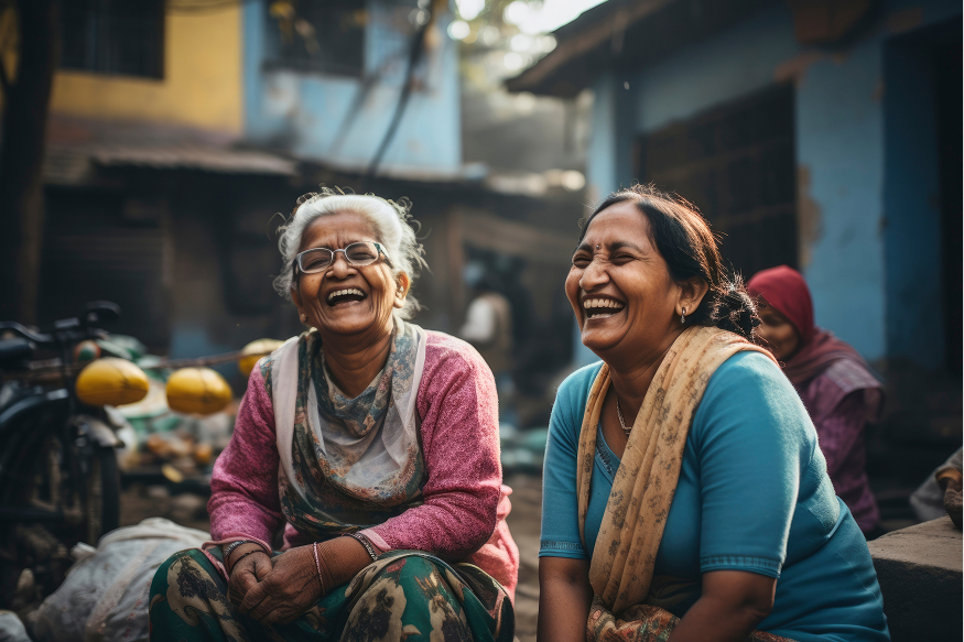 Two women smiling